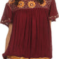 Sakkas Alexi Wide Floral Embroidered Blouse Shirt Top With Wide Neck Cap Sleeves