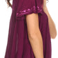 Sakkas Alexi Wide Floral Embroidered Blouse Shirt Top With Wide Neck Cap Sleeves