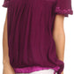 Sakkas Alexi Wide Floral Embroidered Blouse Shirt Top With Wide Neck Cap Sleeves