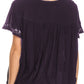 Sakkas Alexi Wide Floral Embroidered Blouse Shirt Top With Wide Neck Cap Sleeves