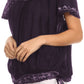 Sakkas Alexi Wide Floral Embroidered Blouse Shirt Top With Wide Neck Cap Sleeves