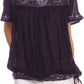Sakkas Alexi Wide Floral Embroidered Blouse Shirt Top With Wide Neck Cap Sleeves