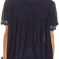 Sakkas Alexi Wide Floral Embroidered Blouse Shirt Top With Wide Neck Cap Sleeves