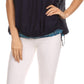 Sakkas Alexi Wide Floral Embroidered Blouse Shirt Top With Wide Neck Cap Sleeves