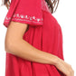 Sakkas Alexi Wide Floral Embroidered Blouse Shirt Top With Wide Neck Cap Sleeves