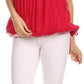 Sakkas Alexi Wide Floral Embroidered Blouse Shirt Top With Wide Neck Cap Sleeves