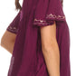 Sakkas Alexi Wide Floral Embroidered Blouse Shirt Top With Wide Neck Cap Sleeves