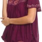 Sakkas Alexi Wide Floral Embroidered Blouse Shirt Top With Wide Neck Cap Sleeves