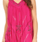 Sakkas Tara V Neck Sleeveless Soft Crinkled Embroidered Casual Tank Top Blouse