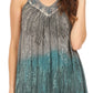Sakkas Anaya V Neck Stonewash Embellished Crinkled Two Tone SleevelessTank Top