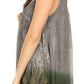 Sakkas Anaya V Neck Stonewash Embellished Crinkled Two Tone SleevelessTank Top