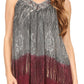 Sakkas Anaya V Neck Stonewash Embellished Crinkled Two Tone SleevelessTank Top