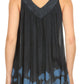 Sakkas Laura V Neck Sleeveless  soft crinkled Stonewash Top Blouse with Embroidery