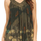Sakkas Laura V Neck Sleeveless  soft crinkled Stonewash Top Blouse with Embroidery