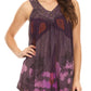 Sakkas Laura V Neck Sleeveless  soft crinkled Stonewash Top Blouse with Embroidery