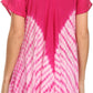 Sakkas D7037 - Cara Wide Embroidered Top Blouse Shirt With Crochet Neck Draped Cap Sleeves - Fuscia - OS