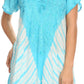 Sakkas D7037 - Cara Wide Embroidered Top Blouse Shirt With Crochet Neck Draped Cap Sleeves - Fuscia - OS