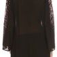 Sakkas Svetlana Scoop Neck Long Sleeve Aztec Print Crochet Hem Blouse Shirt Top