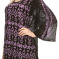 Sakkas Svetlana Scoop Neck Long Sleeve Aztec Print Crochet Hem Blouse Shirt Top