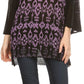 Sakkas Svetlana Scoop Neck Long Sleeve Aztec Print Crochet Hem Blouse Shirt Top