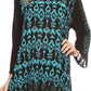 Sakkas Svetlana Scoop Neck Long Sleeve Aztec Print Crochet Hem Blouse Shirt Top
