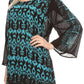 Sakkas Svetlana Scoop Neck Long Sleeve Aztec Print Crochet Hem Blouse Shirt Top