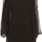 Sakkas Svetlana Scoop Neck Long Sleeve Aztec Print Crochet Hem Blouse Shirt Top