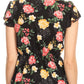 Sakkas Ain Womens Short Sleeve V neck Floral Print Blouse Top Shirt with Ties