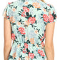 Sakkas Ain Womens Short Sleeve V neck Floral Print Blouse Top Shirt with Ties