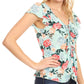 Sakkas Ain Womens Short Sleeve V neck Floral Print Blouse Top Shirt with Ties