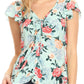 Sakkas Ain Womens Short Sleeve V neck Floral Print Blouse Top Shirt with Ties