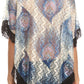Sakkas Paney Long Wide Lace Embroidered Fringe Tassel Loose Poncho Top Blouse