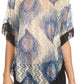 Sakkas Paney Long Wide Lace Embroidered Fringe Tassel Loose Poncho Top Blouse