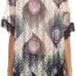 Sakkas Paney Long Wide Lace Embroidered Fringe Tassel Loose Poncho Top Blouse