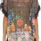 Sakkas Paney Long Wide Lace Embroidered Fringe Tassel Loose Poncho Top Blouse