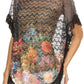 Sakkas Paney Long Wide Lace Embroidered Fringe Tassel Loose Poncho Top Blouse