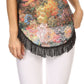 Sakkas Paney Long Wide Lace Embroidered Fringe Tassel Loose Poncho Top Blouse