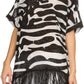 Sakkas Xally Long Hi Low Back Drop Shoulder Short Sleeves Poncho Top Shirt Blouse