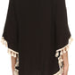 Sakkas Moonla Wide Embroidered Tassel Neck Closure Poncho Tunic Blouse Shirt Top