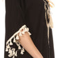 Sakkas Moonla Wide Embroidered Tassel Neck Closure Poncho Tunic Blouse Shirt Top