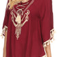 Sakkas Moonla Wide Embroidered Tassel Neck Closure Poncho Tunic Blouse Shirt Top