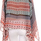 Sakkas Luiem Long Tall Wide Tribal Print Multi Colored Tassel Poncho Top Blouse