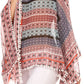 Sakkas Luiem Long Tall Wide Tribal Print Multi Colored Tassel Poncho Top Blouse