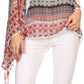 Sakkas Luiem Long Tall Wide Tribal Print Multi Colored Tassel Poncho Top Blouse
