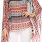 Sakkas Luiem Long Tall Wide Tribal Print Multi Colored Tassel Poncho Top Blouse