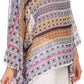 Sakkas Luiem Long Tall Wide Tribal Print Multi Colored Tassel Poncho Top Blouse