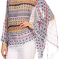 Sakkas Luiem Long Tall Wide Tribal Print Multi Colored Tassel Poncho Top Blouse