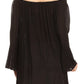 Sakkas Anna Casual Flowy Wide Neck 3/4 Sleeve Light Summer Boho Blouse Top