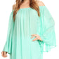 Sakkas Anna Casual Flowy Wide Neck 3/4 Sleeve Light Summer Boho Blouse Top