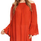 Sakkas Anna Casual Flowy Wide Neck 3/4 Sleeve Light Summer Boho Blouse Top